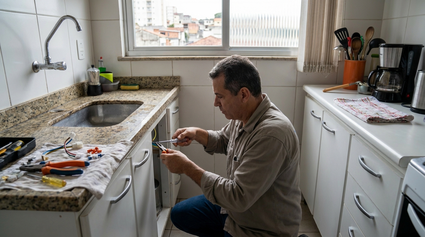 Eletricista instalando torneira eletrica em Porto Velho‑RO