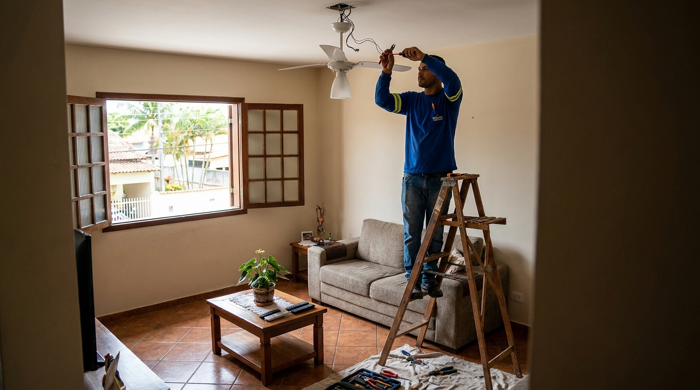 Instalacao de ventilador de teto profissional em Porto Velho‑RO